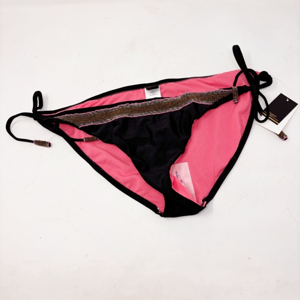 New NINETY SIX DEGREES Women’s Black Beaded GLOBE TREKKING Bikini Bottom Sz XL